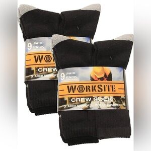 NWT-WORKSITE, 9 Pairs Crew Socks with Arch Support
